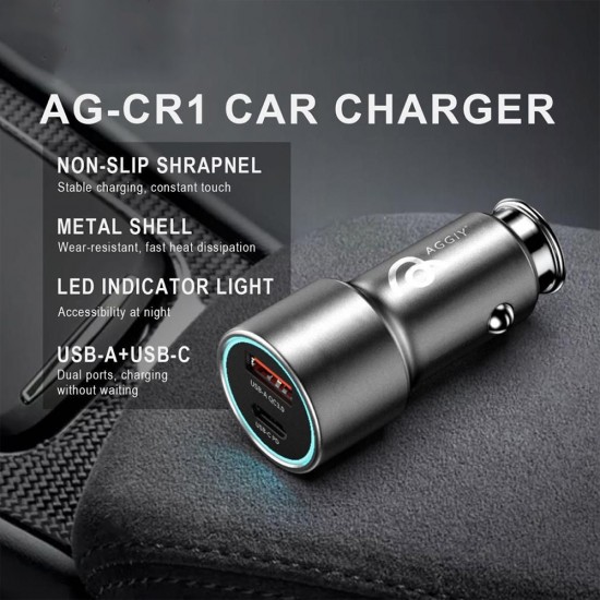 Aggiy AG-CR1 Araç Şarj Aleti USB + Type-c